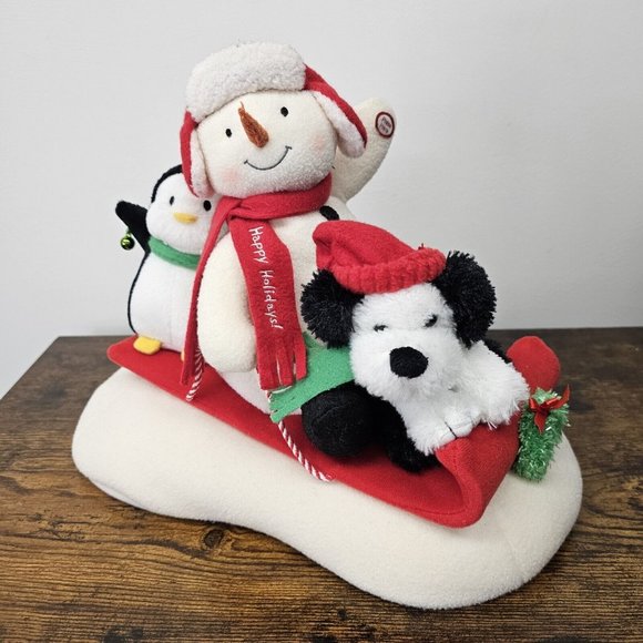 Hallmark Jingle Pals Sleigh Ride Sled Snowman Dog Penguin